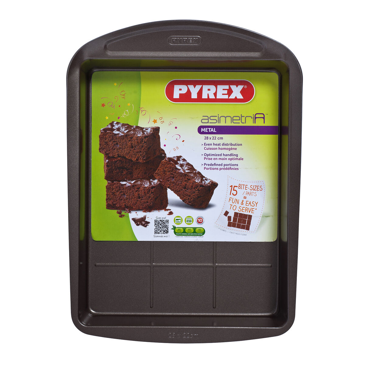 Ugnsform Pyrex Asimetria Rektangulär Svart 28 x 22 cm Metall (6 antal) - 2
