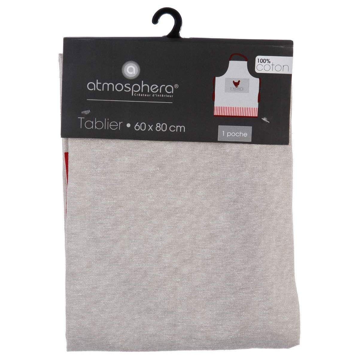 Förkläde med ficka Atmosphera Poulette Beige Bomull 60 x 80 cm - 2