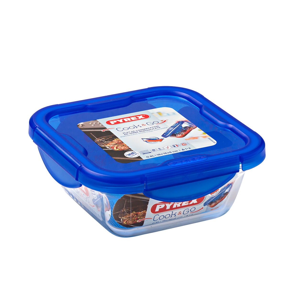 Hermetisk matlåda Pyrex Cook & Go 16,7 x 16,7 x 7 cm Blå 850 ml Glas (6 antal) - 2