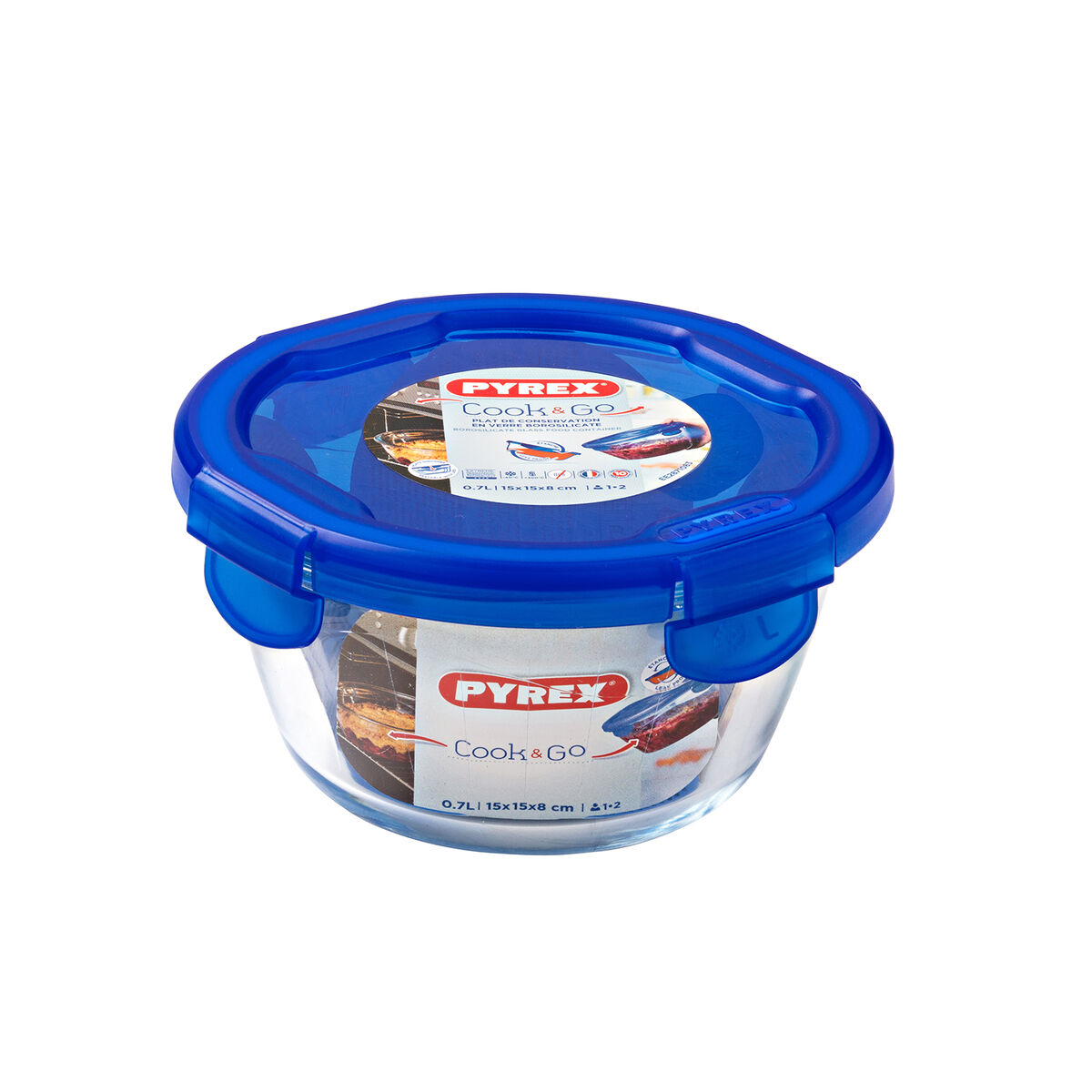 Hermetisk matlåda Pyrex Cook & go 15,5 x 15,5 x 8,5 cm Blå 700 ml Glas (6 antal) - 2