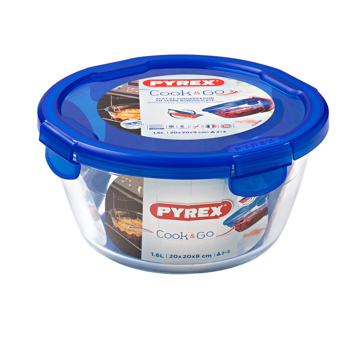 Hermetisk matlåda Pyrex Cook&go 20 x 20 x 10,3 cm Blå 1,6 L Glas (6 antal) - 2