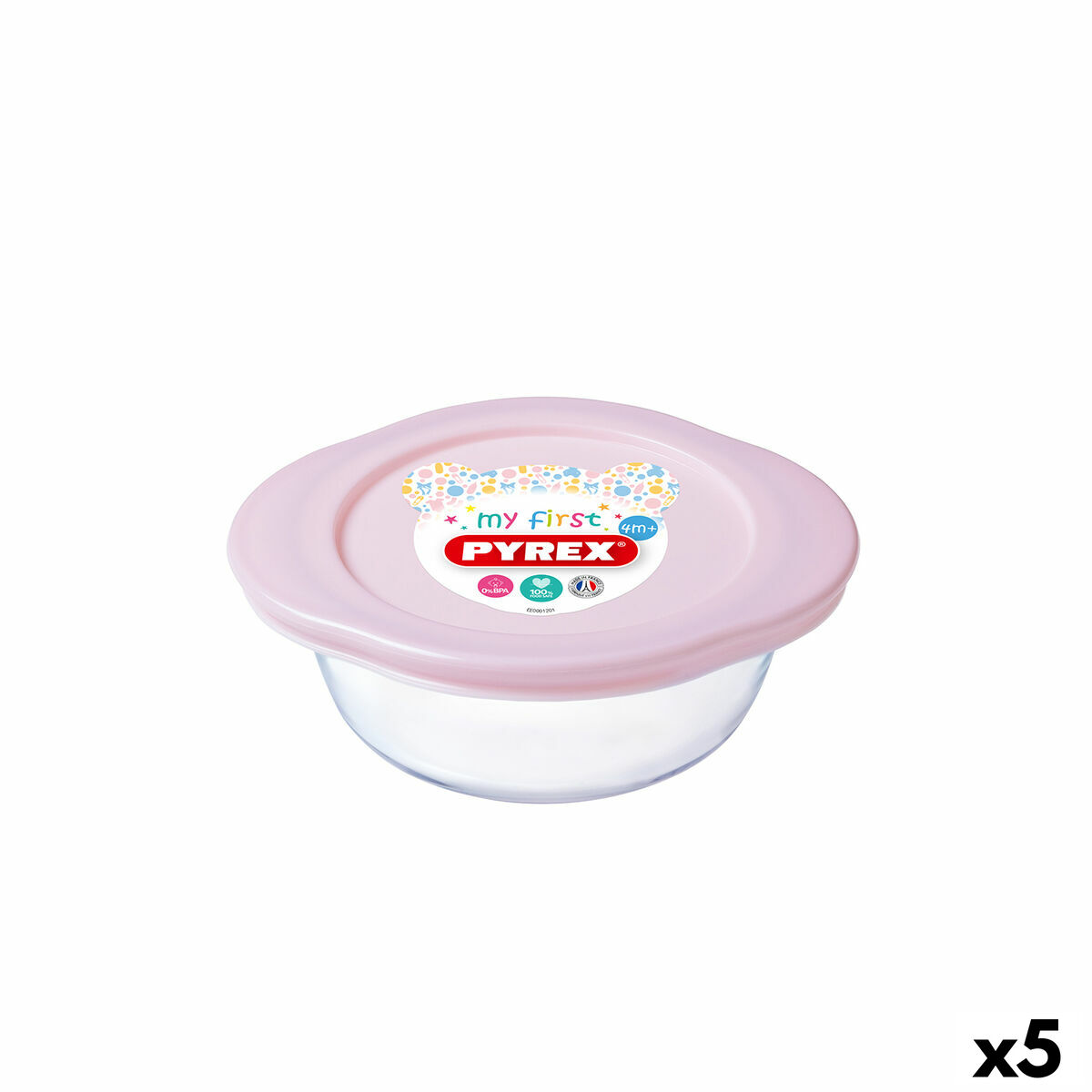 Rund matlåda med lock Pyrex Baby Storage Transparent Glas (350 ml) (5 antal)