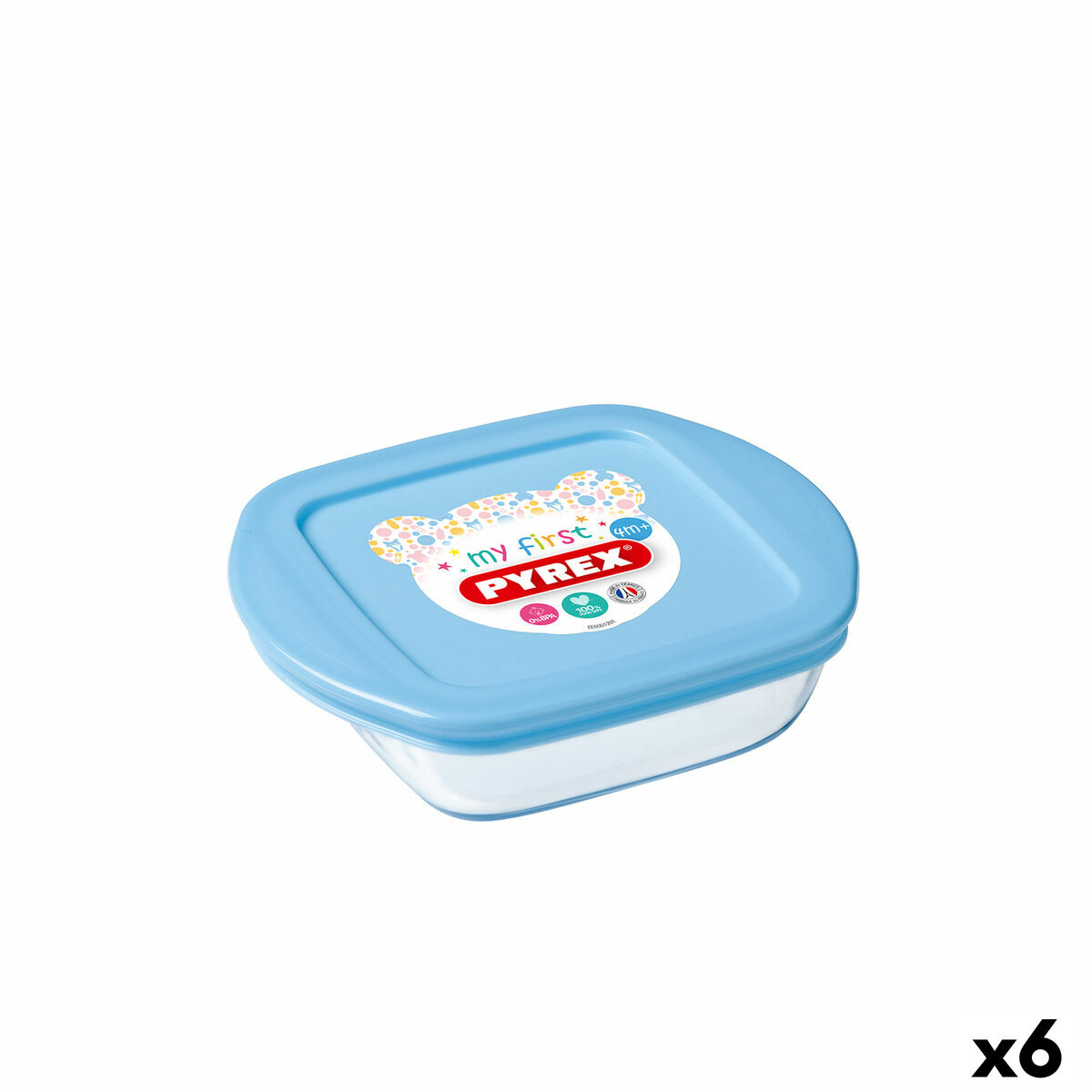 Fyrkantig matlåda med lock Pyrex Baby Storage Transparent Glas (350 ml) (6 antal)