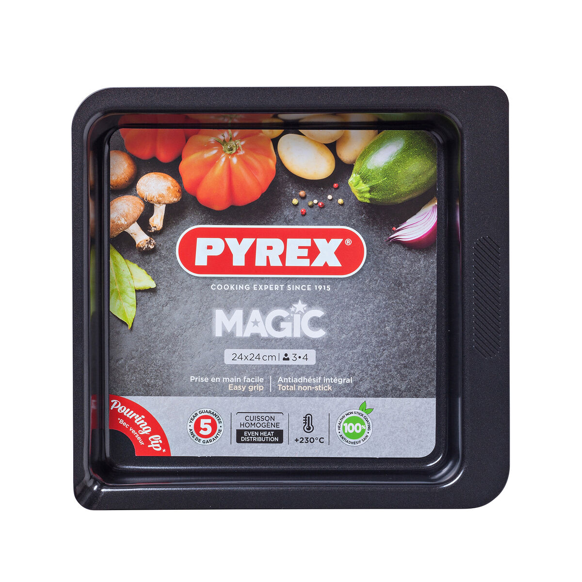 Ugnsform Pyrex Magic Fyrkantig Rektangulär Svart Metall 24 x 24 cm (6 antal) - 3