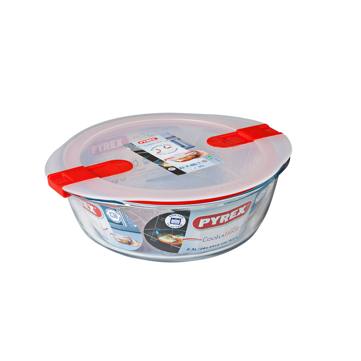 Hermetisk matlåda Pyrex Cook&heat 26 x 23 x 8 cm 2,3 L Röd Glas (6 antal) - 2