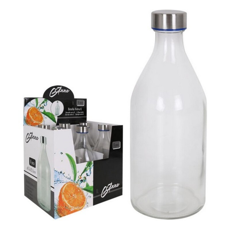 Flaska Glas Gängat skydd 1L - 2