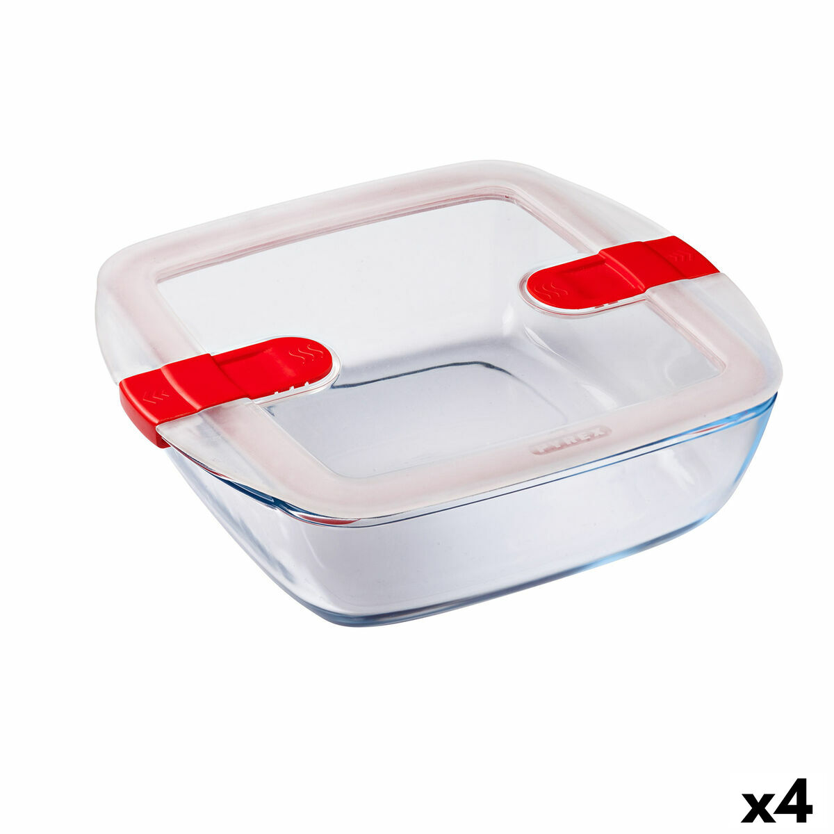 Hermetisk matlåda Pyrex Cook & Heat 25 x 22 x 7 cm 2,2 L Transparent Glas (4 antal)