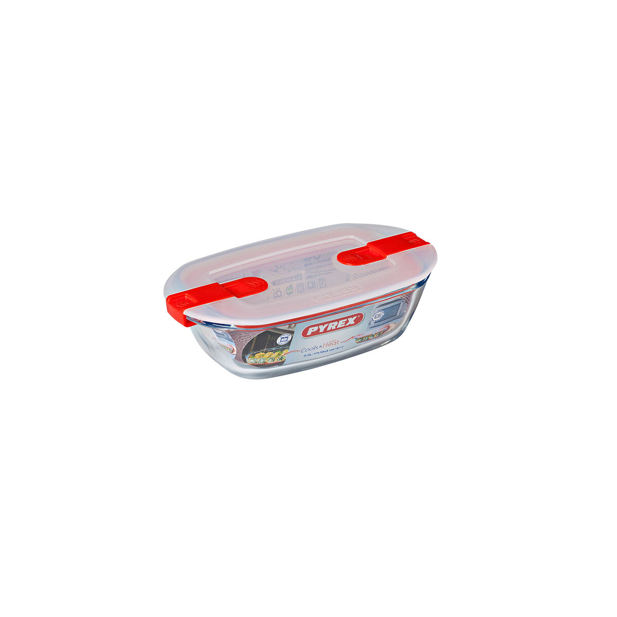 Hermetisk matlåda Pyrex Cook & Heat Rektangulär 400 ml 17 x 10 x 5 cm Transparent Glas (5 antal) - 3