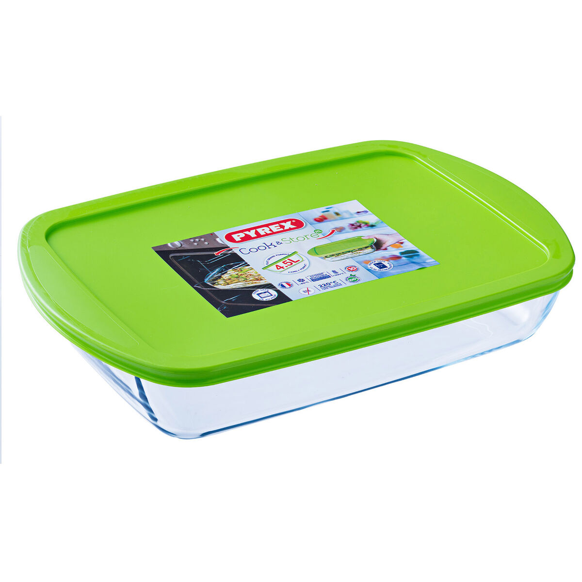 Rektangulär matlåda med lock Pyrex Cook & store Transparent Silikon Glas (4,5 L) (4 antal) - 3