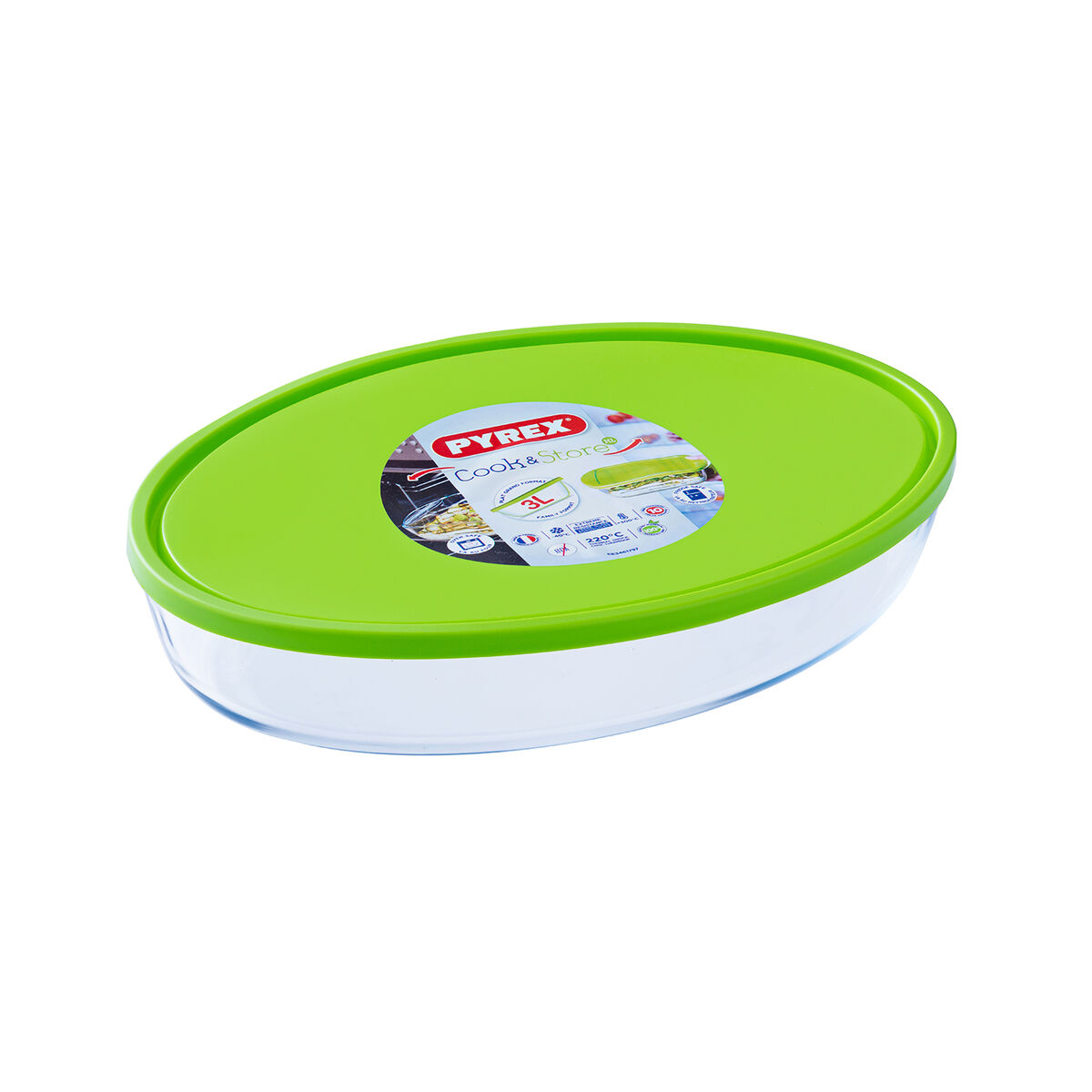 Lunchlåda Pyrex Cook & store Avlång Transparent Silikon Glas (3 L) (6 antal) - 3