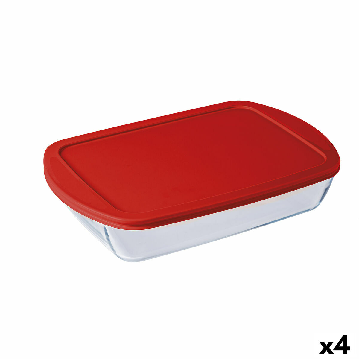 Rektangulär matlåda med lock Ô Cuisine Cook&store Ocu Transparent Glas Silikon 4,5 L (4 antal)