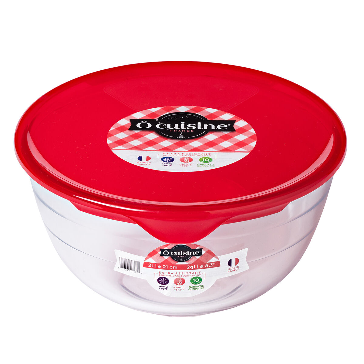 Rund matlåda med lock Ô Cuisine Prep&store Ocu Röd 1 L 17 x 17 x 9 cm Glas (3 antal) - 2
