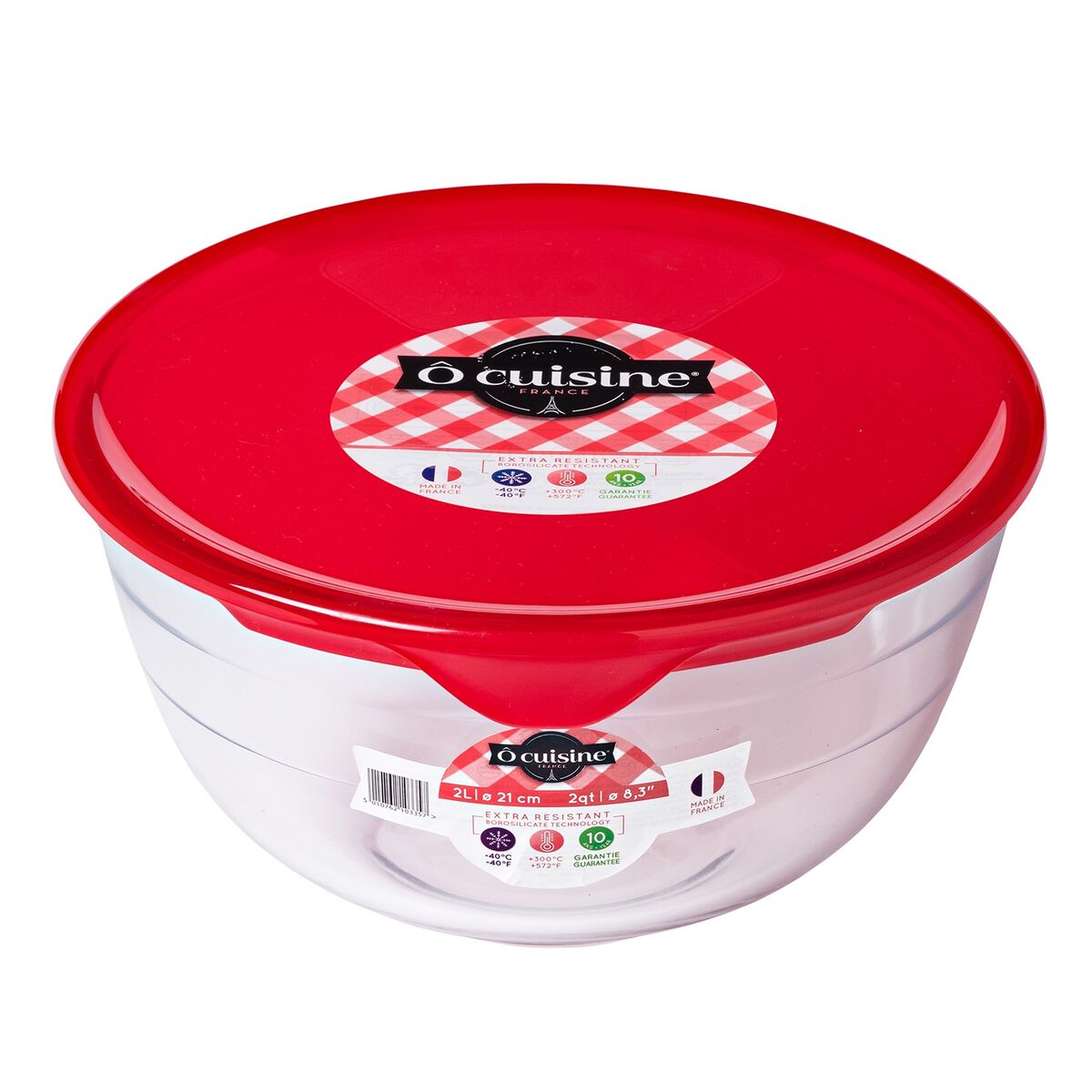 Rund matlåda med lock Ô Cuisine Prep&store Ocu Röd 2 L 22 x 22 x 11 cm Glas (3 antal) - 2