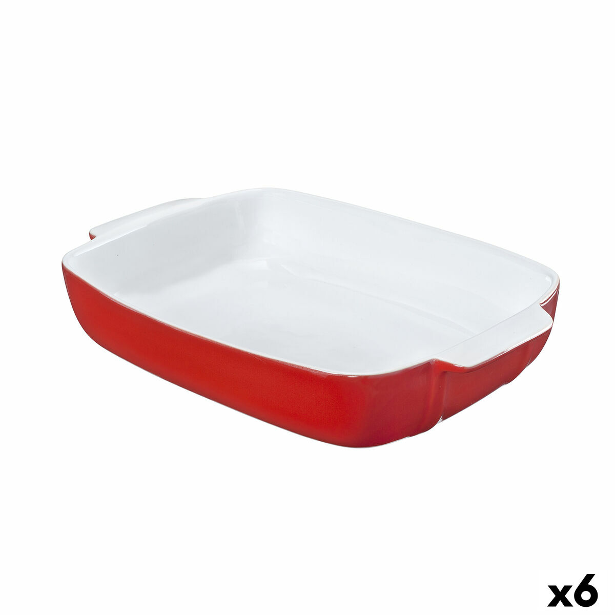 Ugnsform Pyrex Signature Röd Rektangulär Vit Keramik 6 antal 29 x 19 x 7 cm