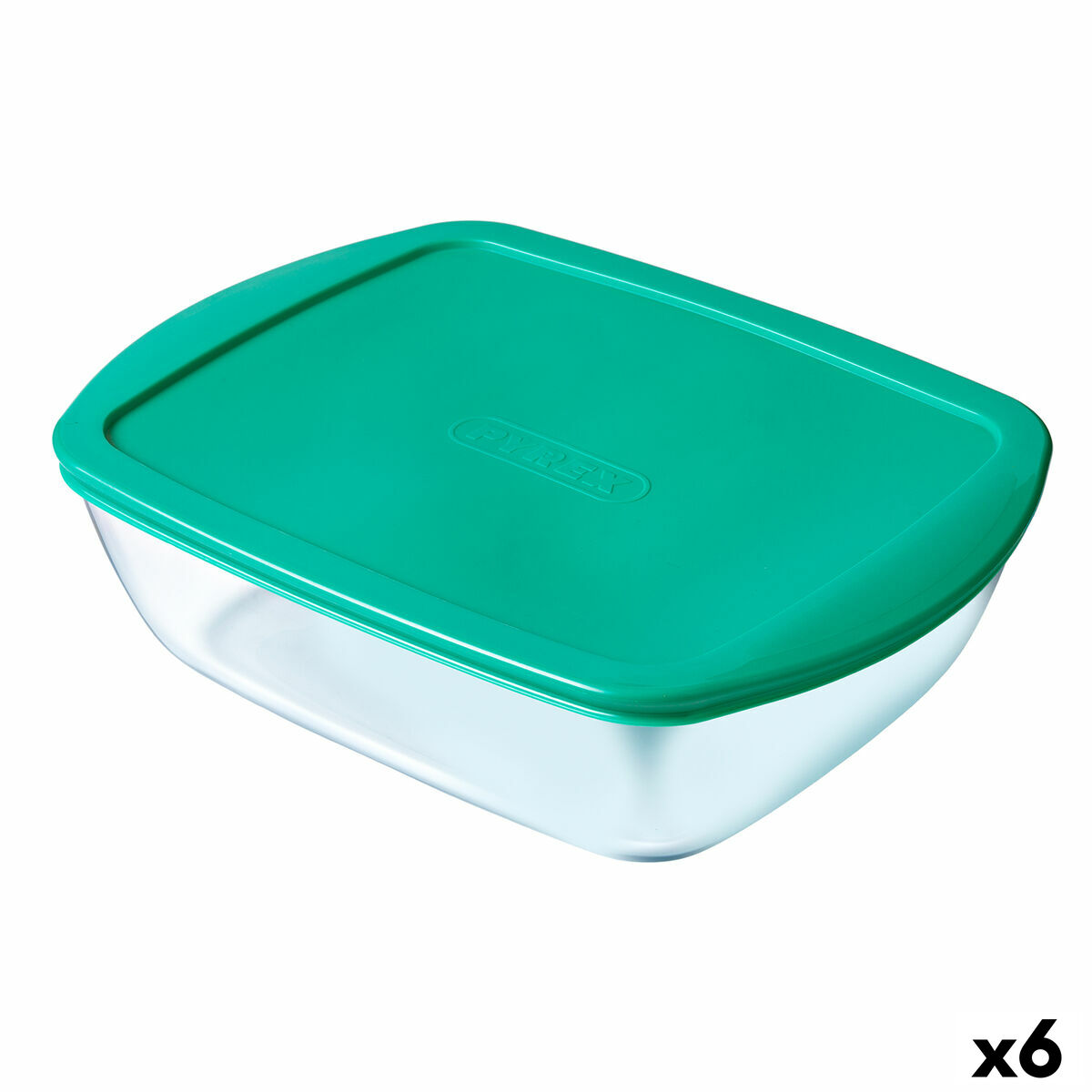Rektangulär matlåda med lock Pyrex Cook & store Turkos Silikon Glas (23 x 16 x 6 cm) (6 antal)
