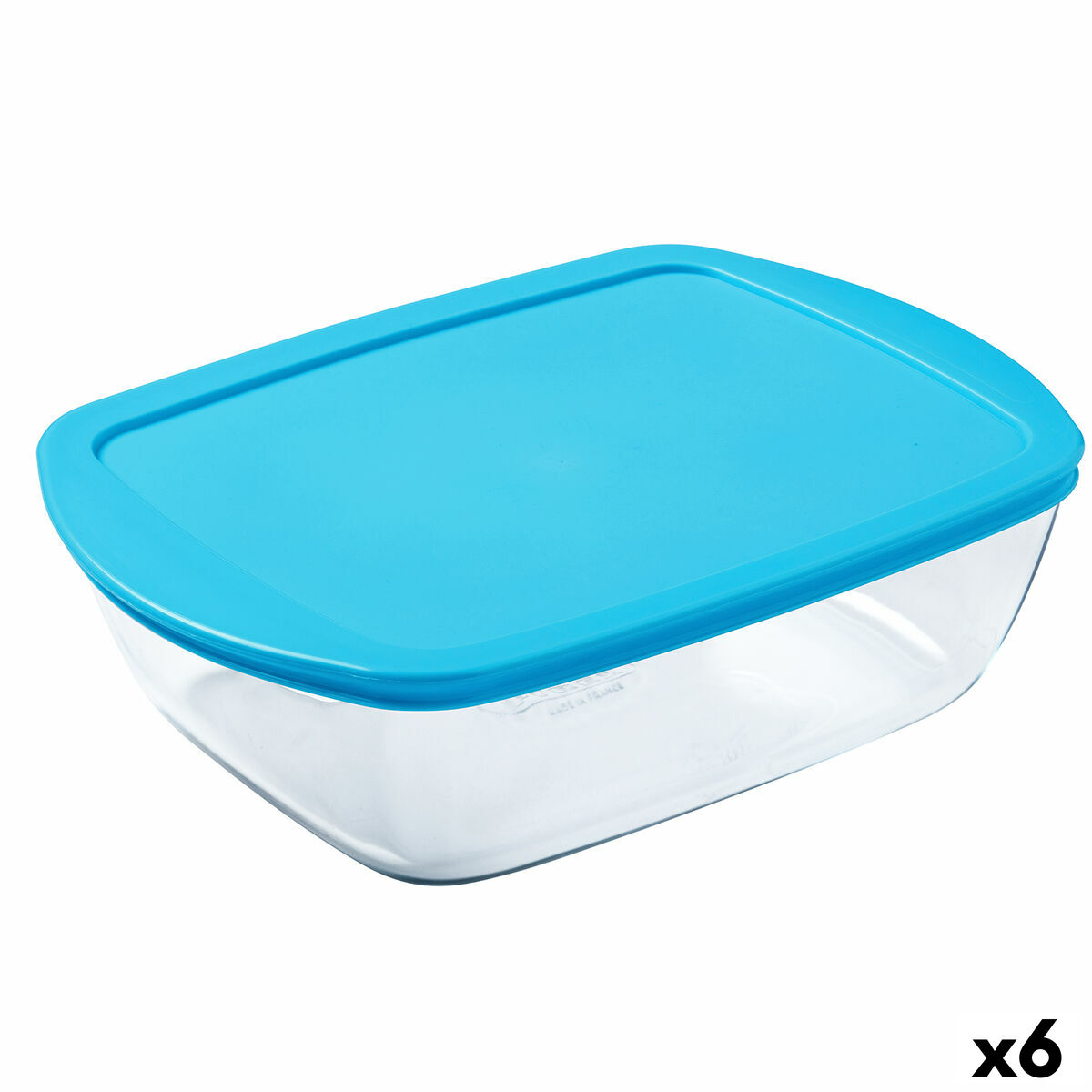 Rektangulär matlåda med lock Pyrex Cook & store Blå Silikon Glas (23 x 16 x 6 cm) (6 antal)