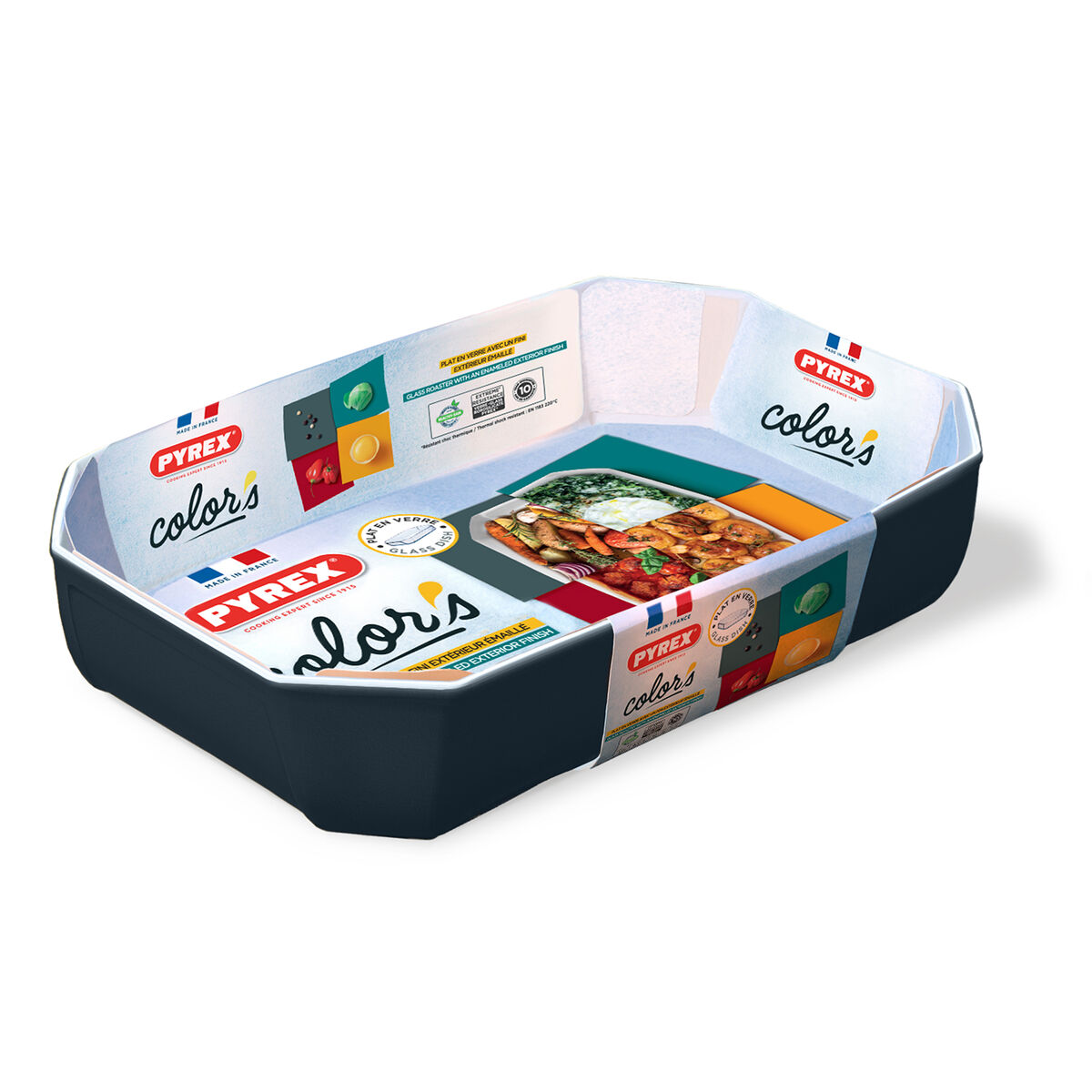 Servingsfat Pyrex Color's Rektangulär Grå Glas 33 x 22 cm (5 antal) - 2
