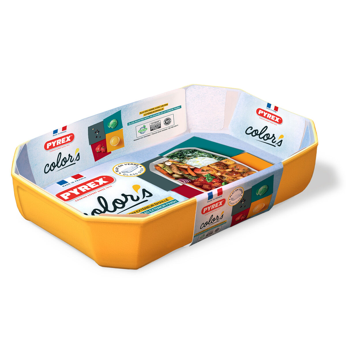 Servingsfat Pyrex Color's Rektangulär Gul Glas 33 x 22 cm (5 antal) - 2