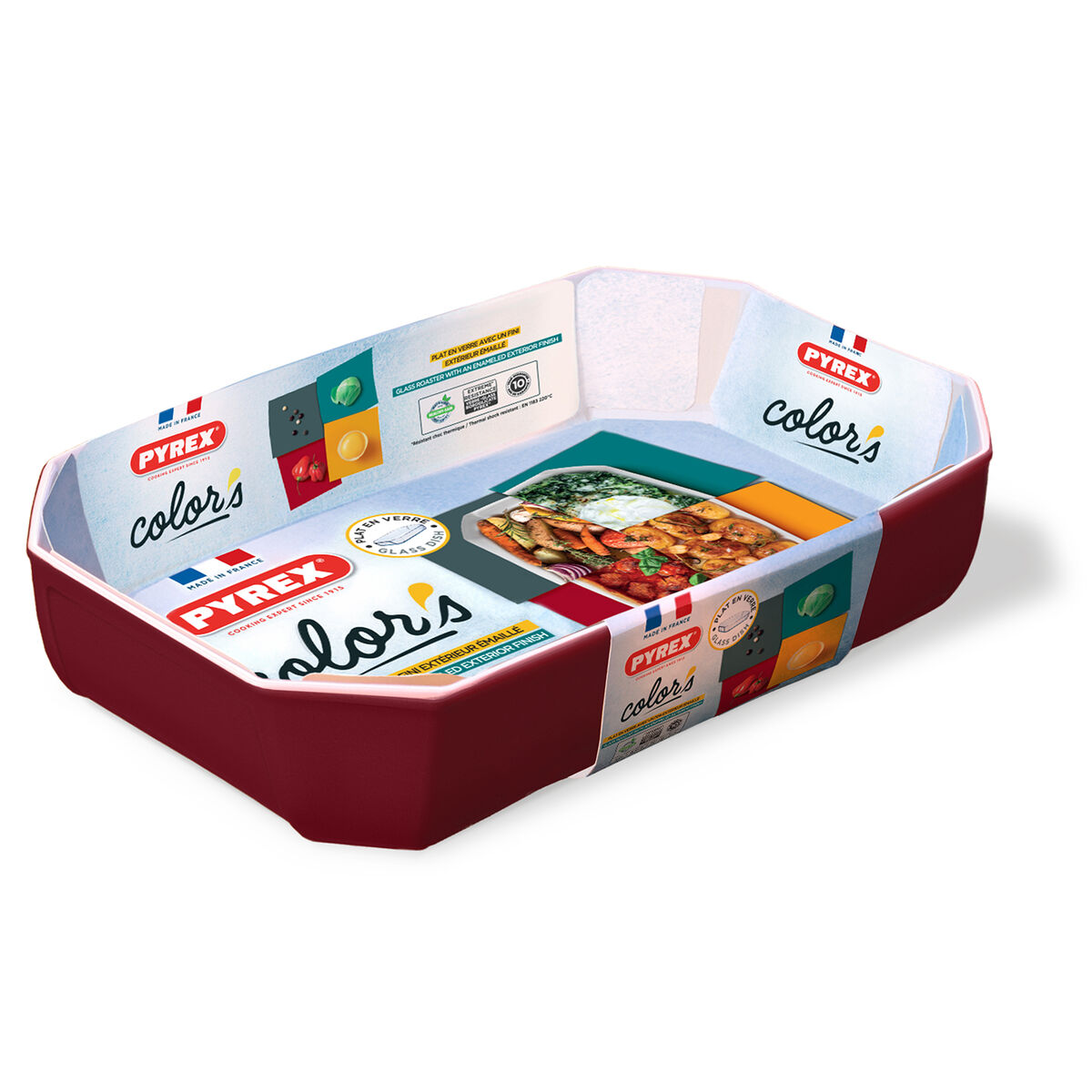 Servingsfat Pyrex Color's Rektangulär Röd Glas 33 x 22 cm (5 antal) - 2