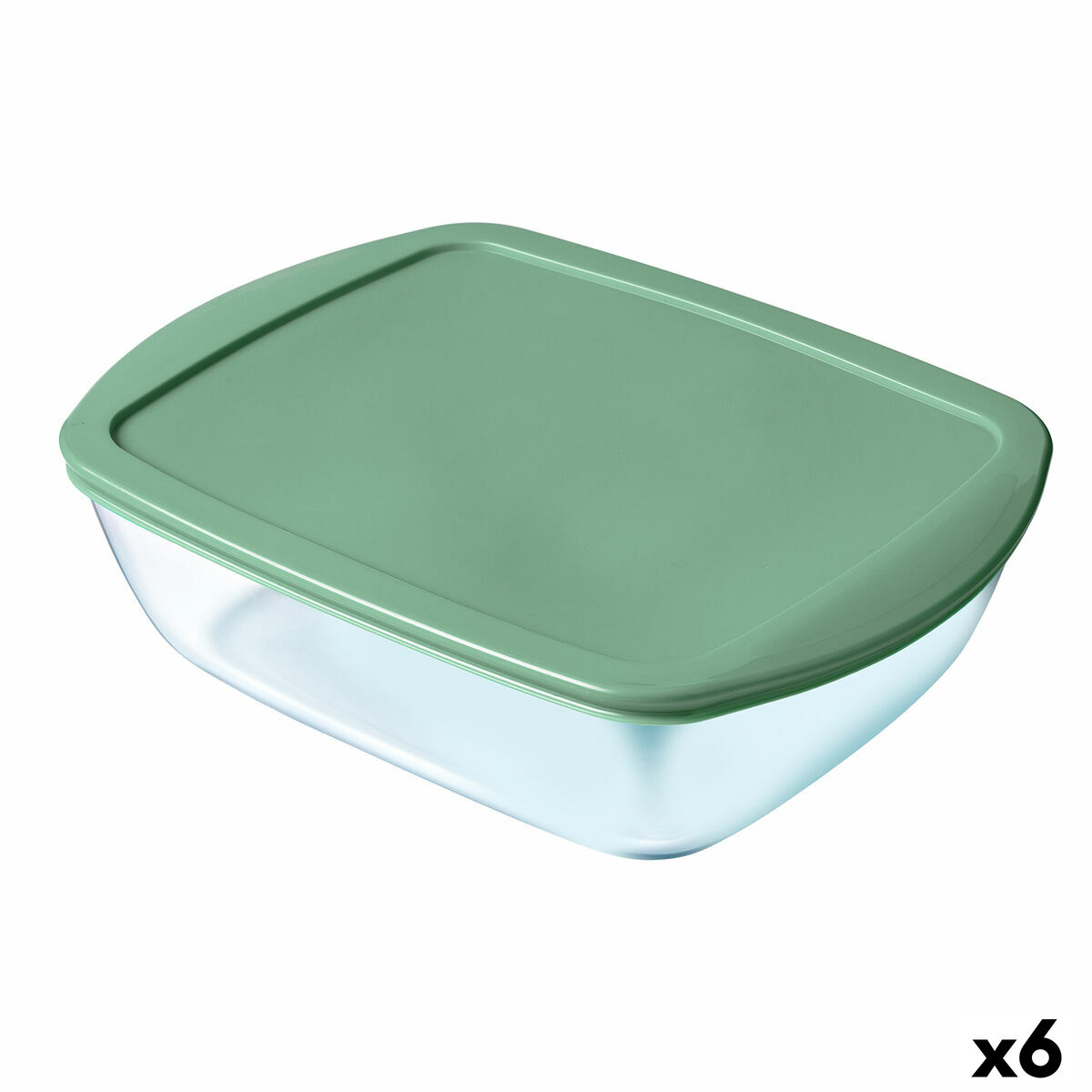 Rektangulär matlåda med lock Pyrex Cook & store Grön Glas (6 antal) (23 x 15 x 6 cm)