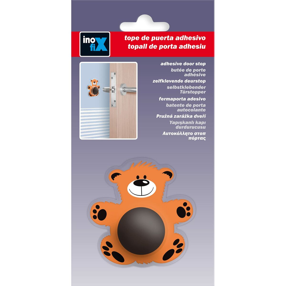 Dörrstopp Inofix Dörrar Björn Vidhäftande Orange PVC - 2