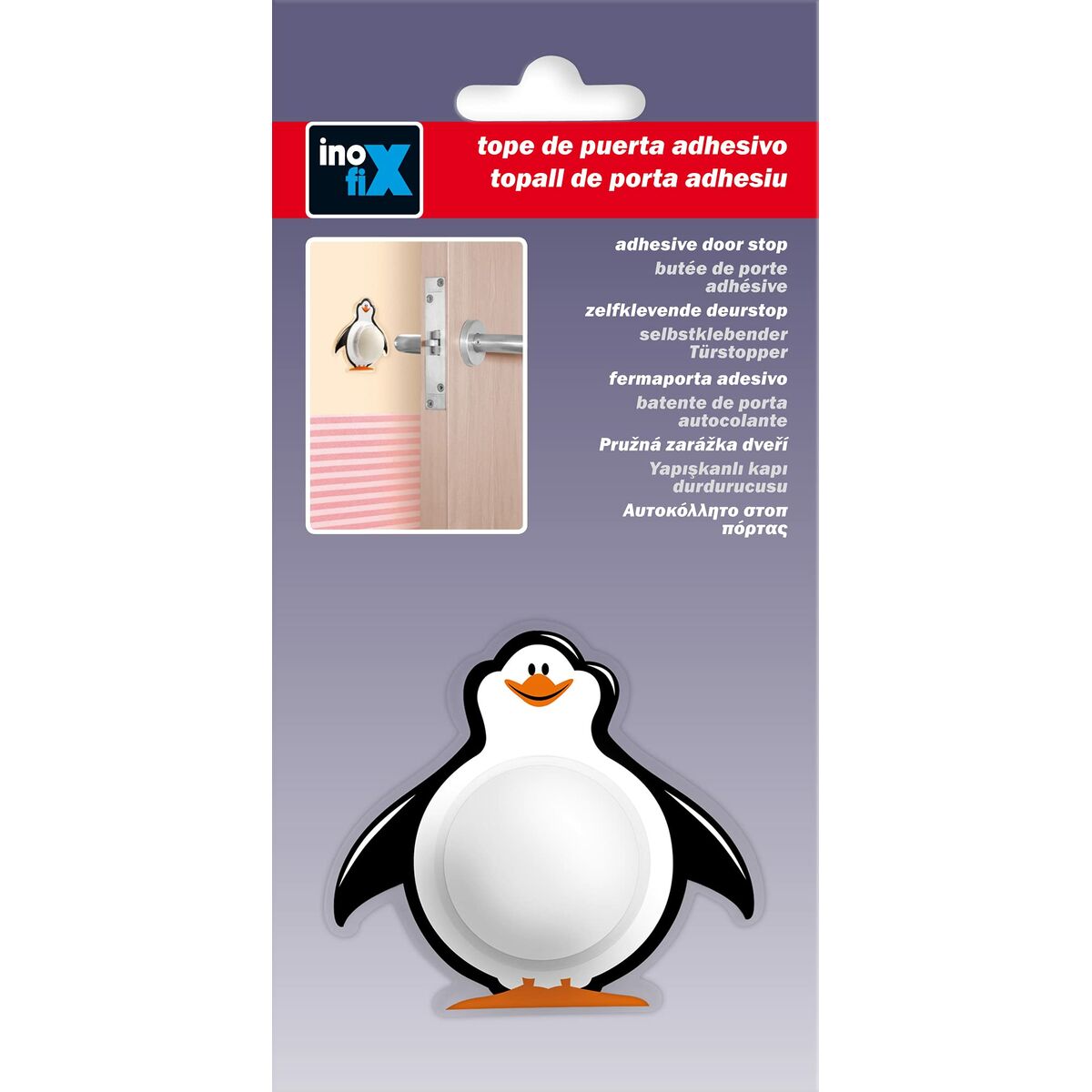 Dörrstopp Inofix Dörrar Pingvin Vidhäftande Vit/Svart PVC - 2