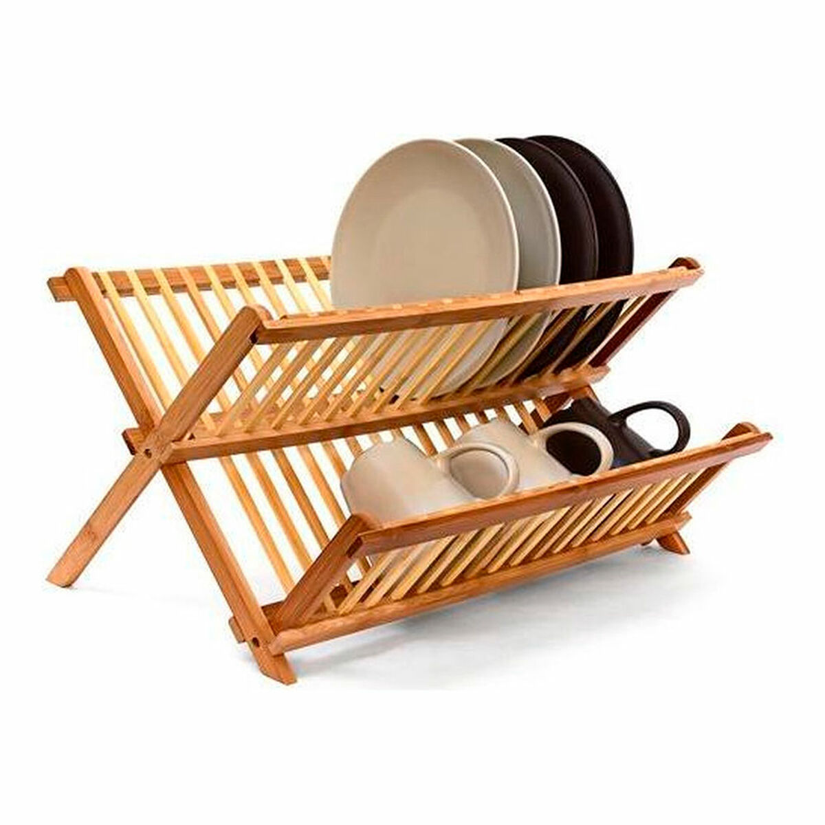 Diskställ 5five Hopfällbar Naturell Bambu (42 x 33,5 x 25,5 cm) - 2