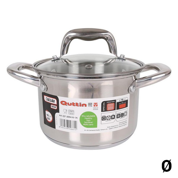 Kastrull med glaslock Quttin Stål, Mått: Ø 32 cm - 15 L