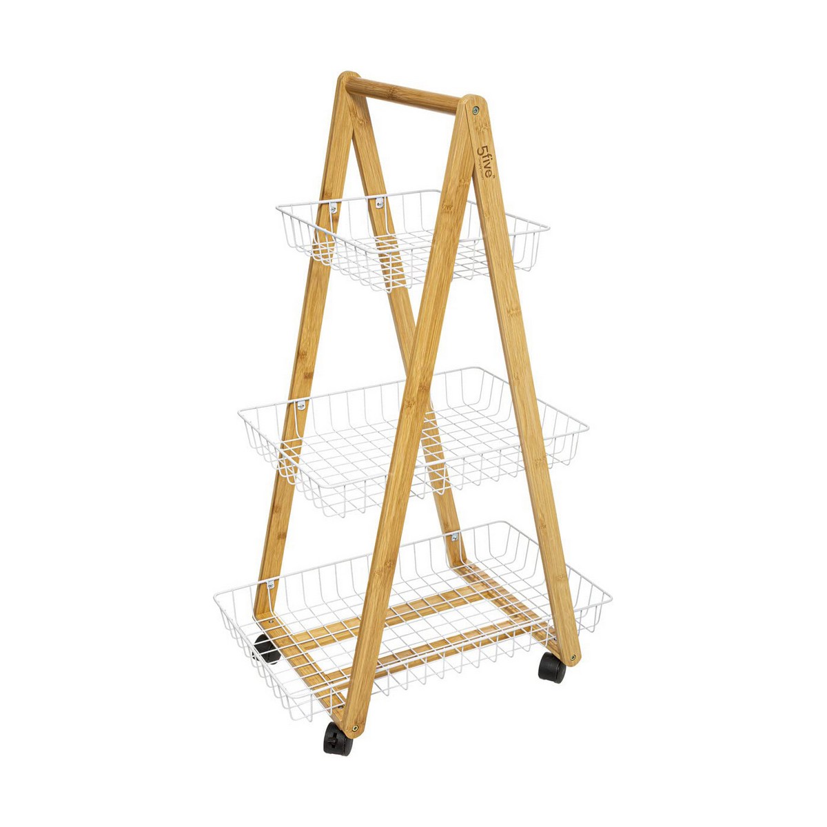 Köksvagn 5five Blanc Kitchen Vit/Naturell (55 x 54,5 x 35,5 cm)
