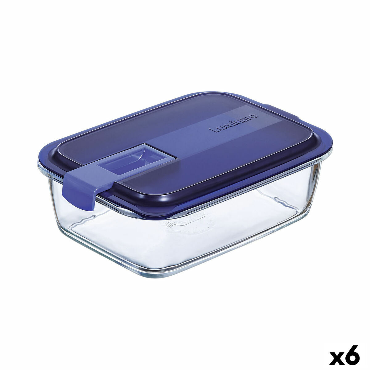 Hermetisk matlåda Luminarc Easy Box Blå Glas (6 antal) (1,22 L)