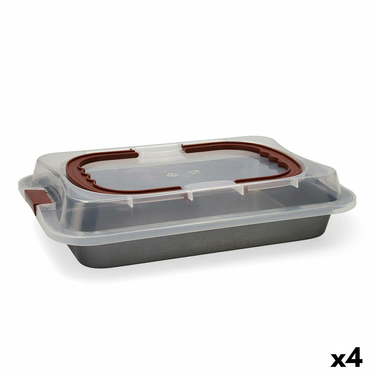 Ugnsform Quid Sweet Grey Med lock Svart Metall 36 x 23 x 4,5 cm (4 antal)