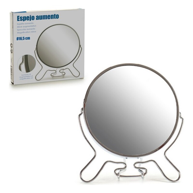 Förstorande Spegel Ø 12 cm Silvrig Aluminium Glas, Mått: 12 cm - 2