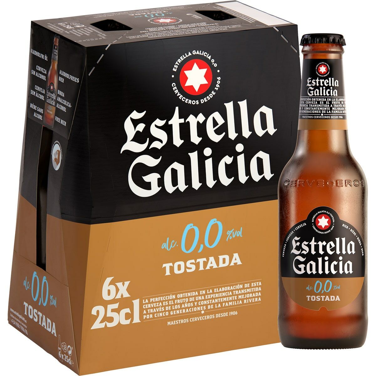 Öl Estrella Galicia Tost 0,0 6 x 250 ml