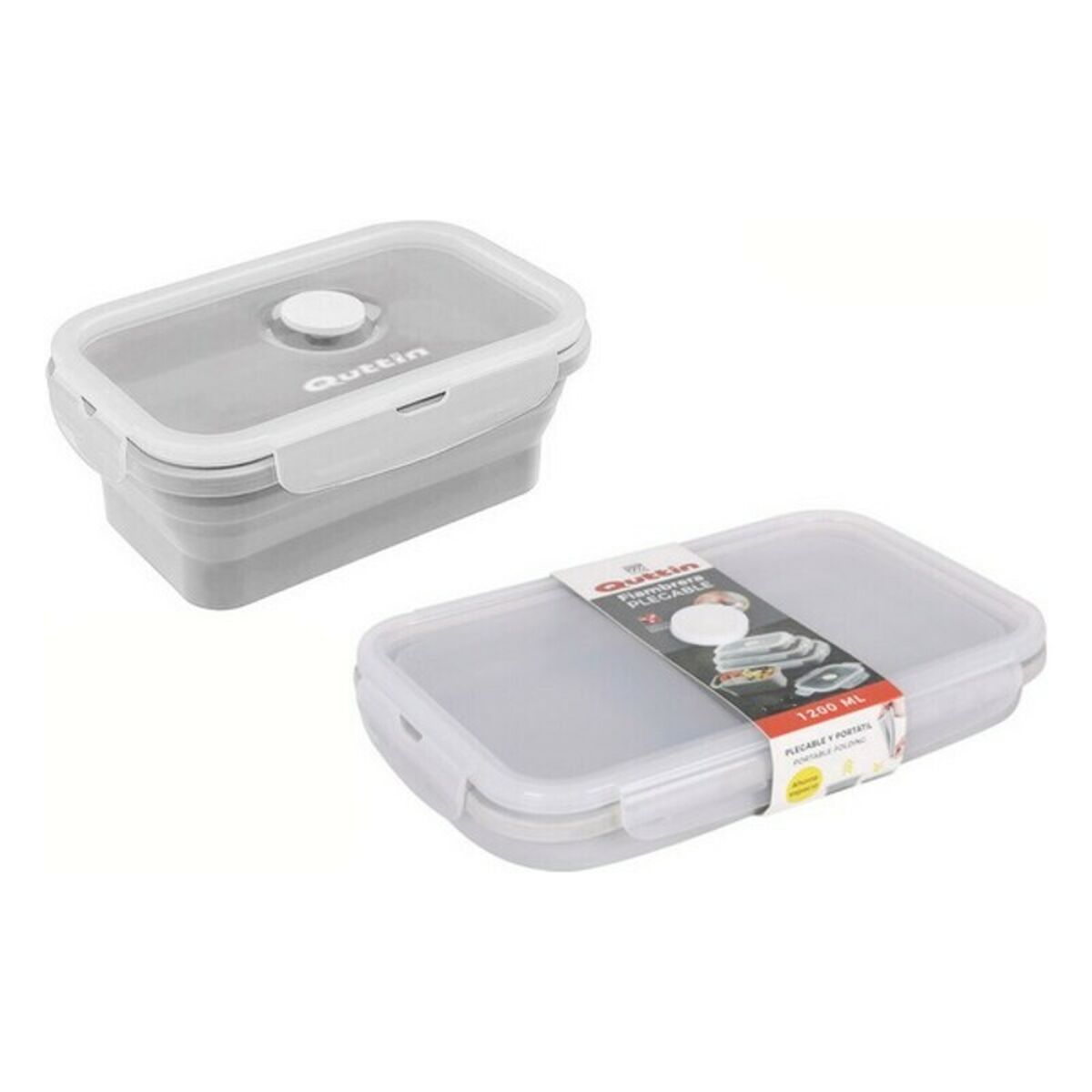 Rektangulär matlåda med lock Quttin Hopfällbar Silikon Rektangulär 1,2 L 22 x 14 cm (22 x 14 cm) - 4