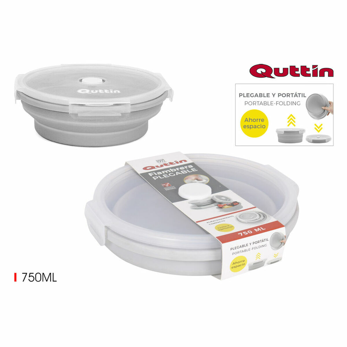 Lunchlåda Quttin Röd Silikon (750 ml) (17 x 7 cm) - 2