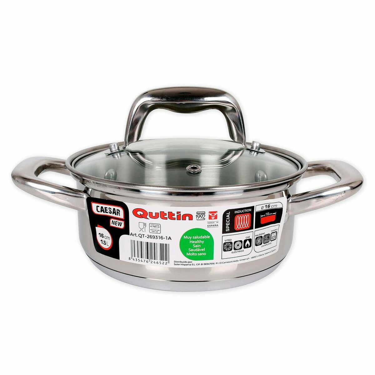 Kastrull Quttin New Caesar Med lock Stål (16 cm) (1,5 L) - 3