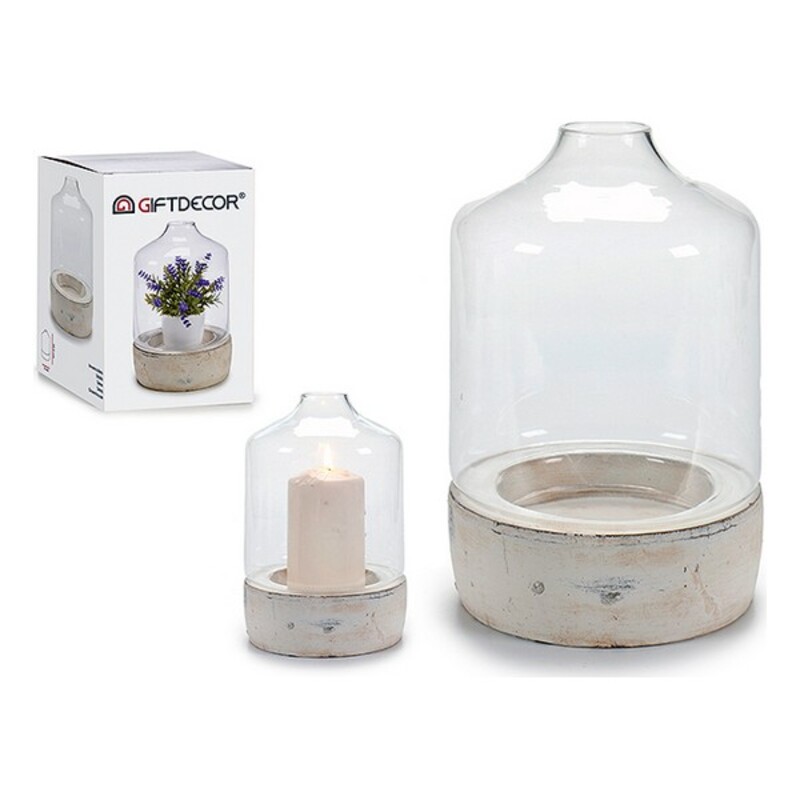Ljusstakar Transparent Sten Glas 15,2 x 22,5 x 15,2 cm 18 x 29 x 18 cm, Mått: 15,2 x 22,5 x 15,2 cm