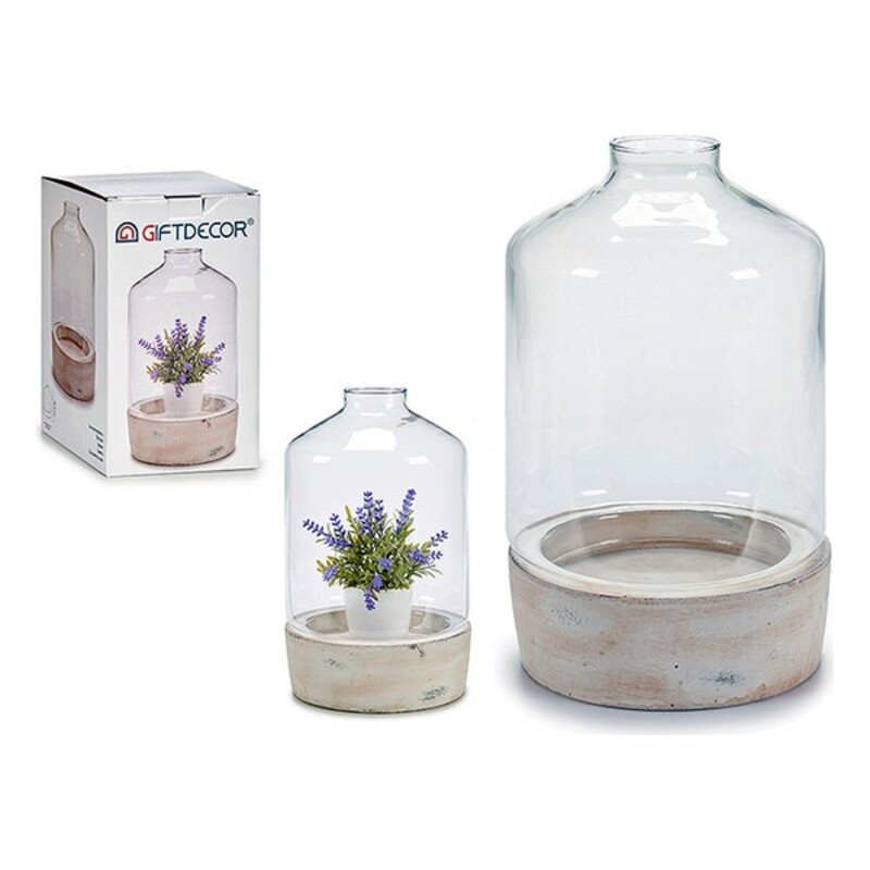 Ljusstakar Transparent Sten Glas 15,2 x 22,5 x 15,2 cm 18 x 29 x 18 cm, Mått: 15,2 x 22,5 x 15,2 cm - 3