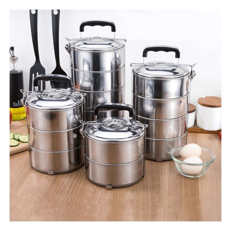 Lunchlådor, set Privilege Rostfritt stål Stapelbara Stål (3 pcs) - 4