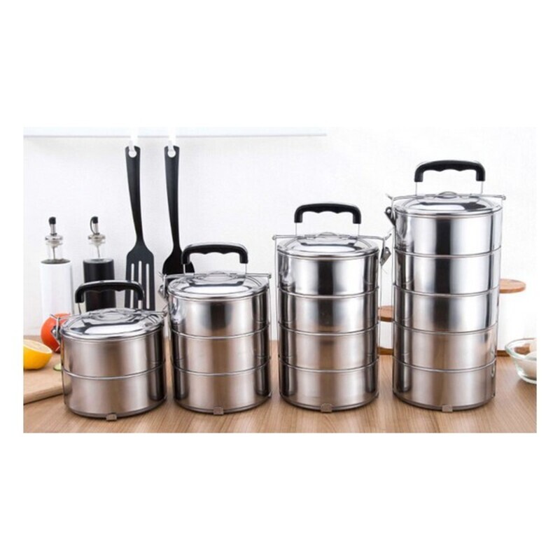 Lunchlådor, set Privilege Rostfritt stål Stapelbara Stål (3 pcs) - 3