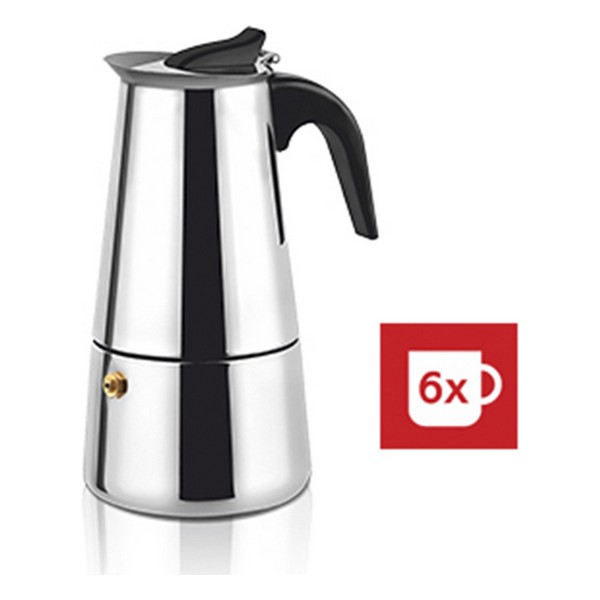 Italiensk Kaffepanna Haeger Moka Rostfritt stål 18/10, Kapacitet: 6 Koppar - 7