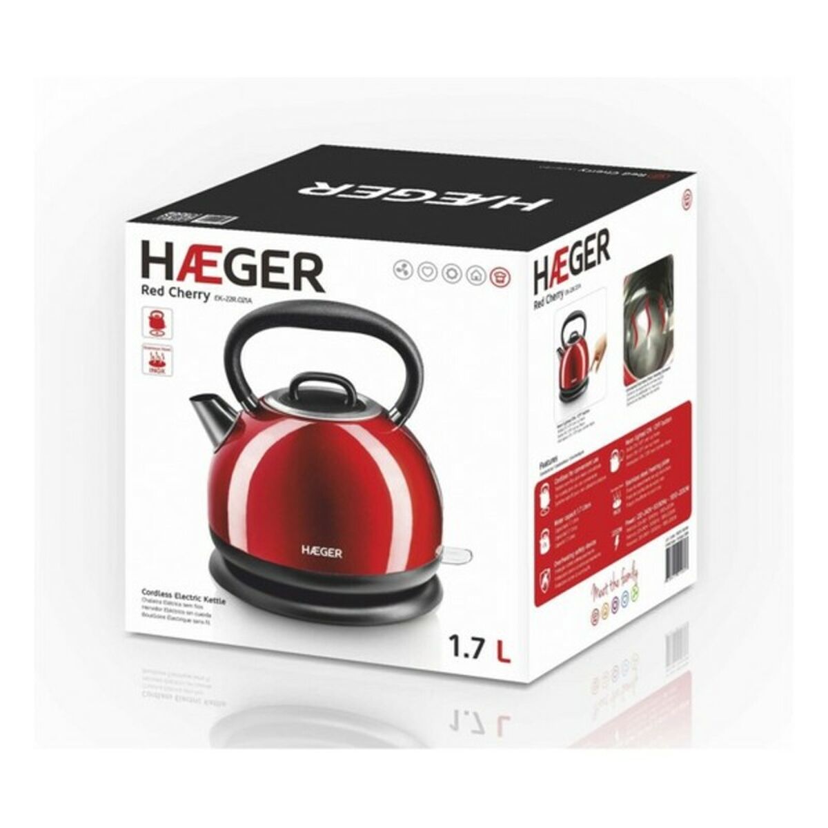 Elektrisk vattenkokare och tekanna Haeger Red Cherry 2200 W (1,7 L) 1,7 L - 2