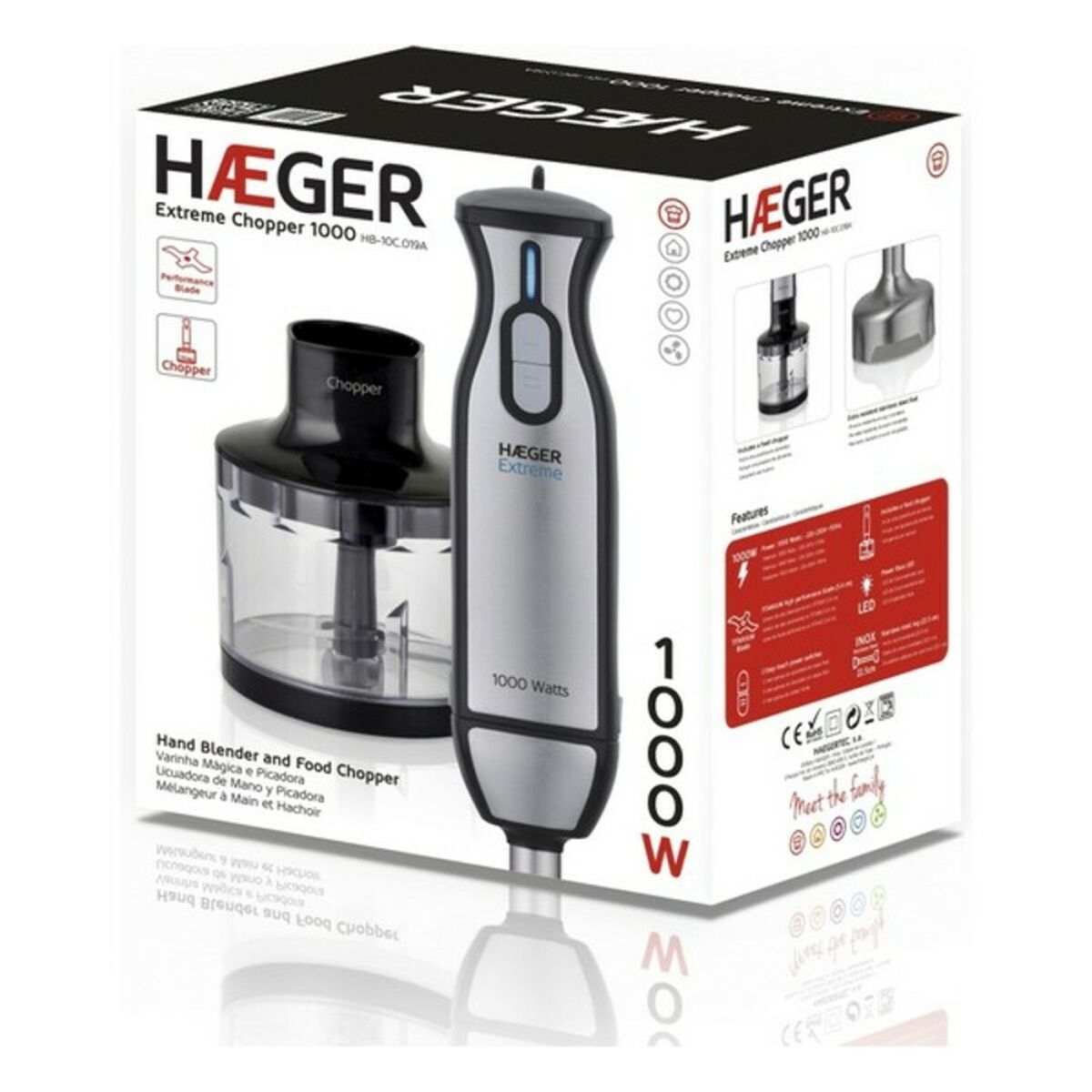 Glasmixer Haeger Extreme Chopper Svart 1000 W 400 ml - 6