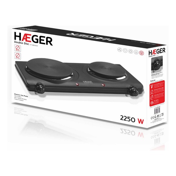 Elektrisk värmeplatta Haeger Double Disc Svart 2 Brännare 2250W - 2