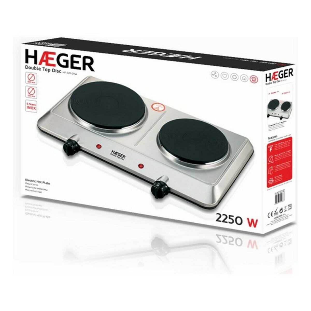 Elektrisk värmeplatta Haeger Double Top Disc 2 Brännare 2250W - 5
