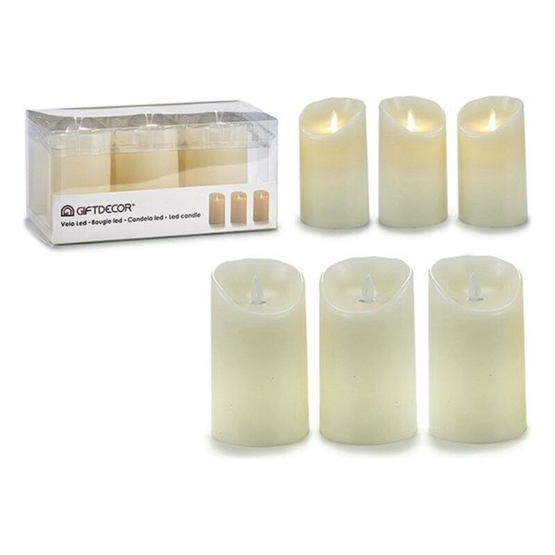 Set med levande ljus Kräm Vax 8 x 13 x 8 cm