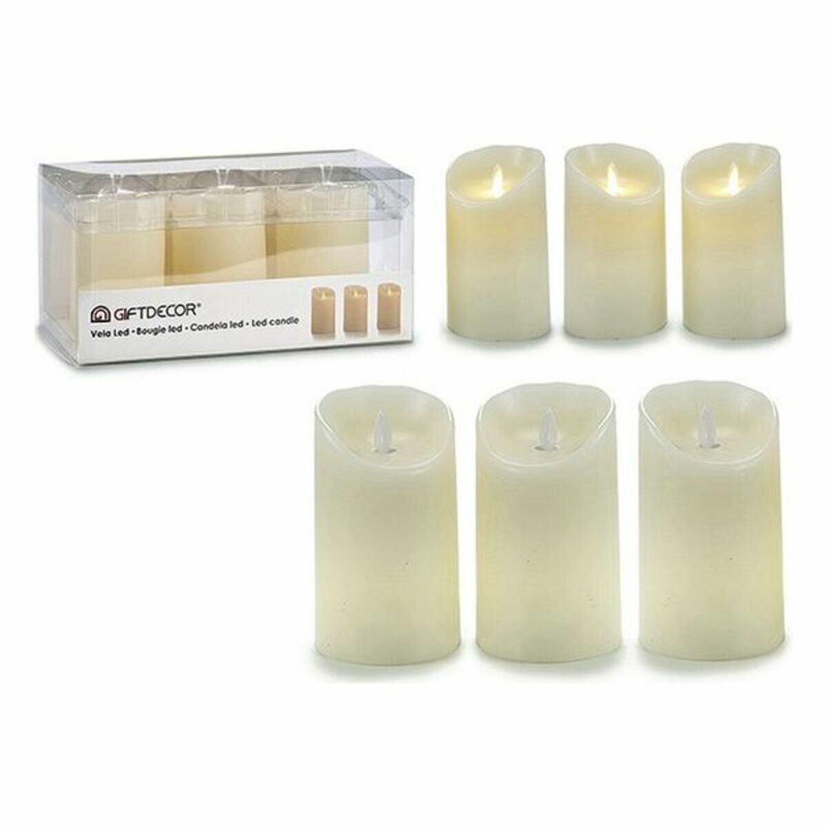 Set med levande ljus Kräm Vax 8 x 13 x 8 cm - 2