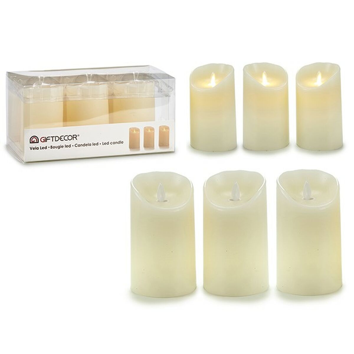Set med levande ljus Kräm Vax 8 x 13 x 8 cm - 3