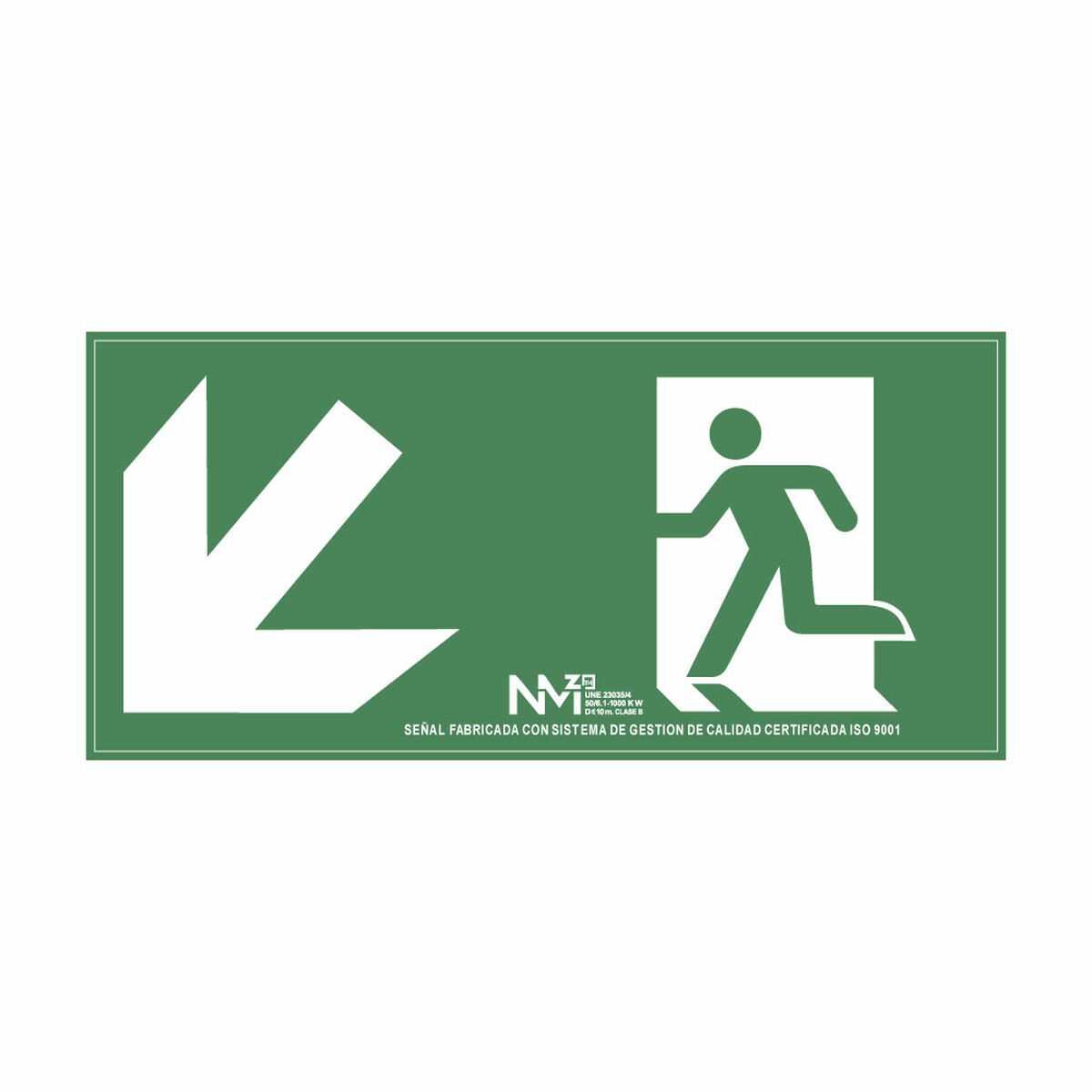 Skylt Normaluz Evacuación escalera abajo izquierda PVC 32 x 16 cm