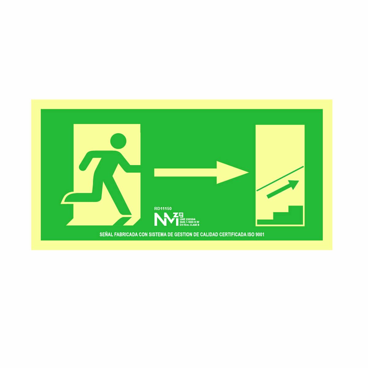 Skylt Normaluz Evacuación escalera arriba derecha PVC (32 x 16 cm)